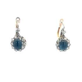 Platinum 18k Diamond Sapphire Dangle Earrings