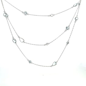 Platinum Aquamarine Long Chain
