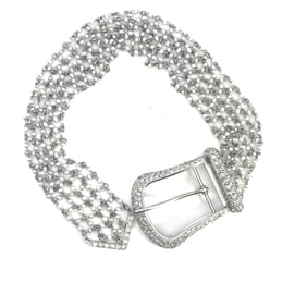 Platinum Diamond & Micro Pearl Belt Buckle Bracelet