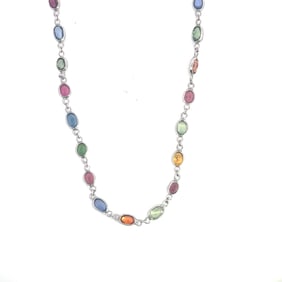 Platinum Multicolor Sapphire Necklace