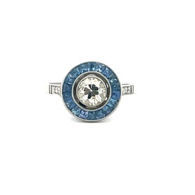 Platinum Sapphire Diamond Target Ring