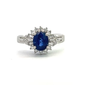 Platinum Sapphire Diamond Ring