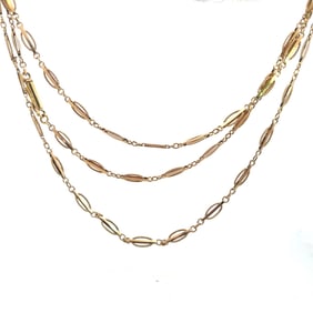 18k Vintage Art Nouveau Long Chain