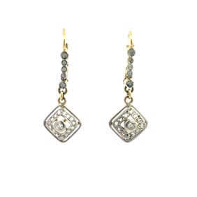 18k Platinum Art Deco diamond Dangle Earrings