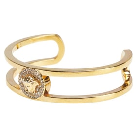 Versace Medusa Bracelet Bangle Size: S Gold Plated Rhinestones Women's VERSACE