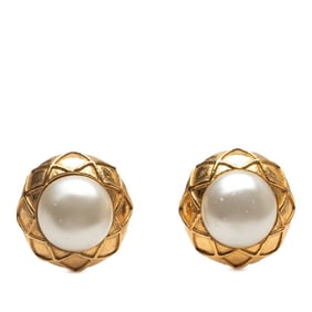 Chanel Earrings, Gold Plated, Faux Pearl, Women's, CHANEL