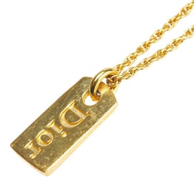 Christian Dior Dior logo plate necklace, gold plated, women's,