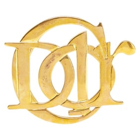 Christian Dior Dior logo brooch gold plated women's