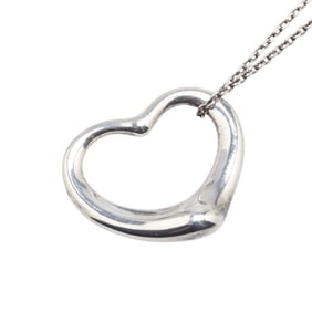 Tiffany & Co. Open Heart Pendant Necklace in 925 Sterling Silver for Women.