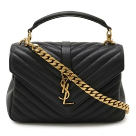 Yves Saint Laurent SAINT LAURENT PARIS YSL Monogram College Handbag with Chain Shoulder Bag, Black,