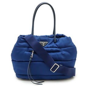 Prada Tessuto Bomber Handbag/Tote/Shoulder Bag, Nylon and Leather, Bluette, Blue, Purchased at a