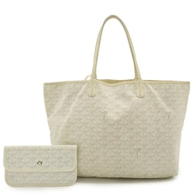 GOYARD Saint Louis PM Tote Bag Shoulder Coated Canvas Leather White Gray