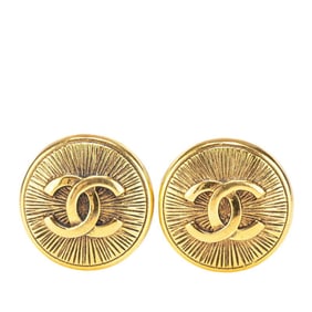 Chanel Coco Mark Round Earrings, Gold Plated, Women's, CHANEL