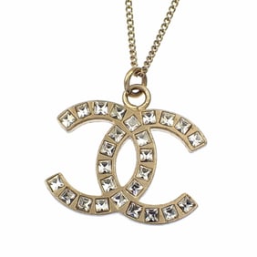 Chanel Coco Mark Necklace for Women, Crystal, Metal, Gold, B11A A6051130