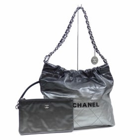 CHANEL 22 Small Handbag for Women, Silver and Black Leather, Gradient Color, AS3260