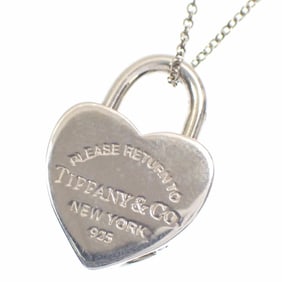 Tiffany Return to Heart Lock Necklace for Women, SV925, 9.5g, Silver, Cadena, Padlock