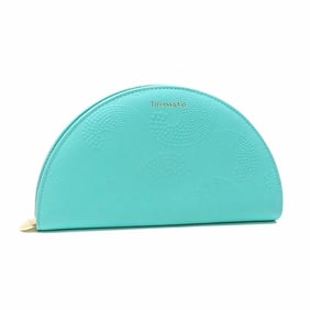 Tiffany Half Moon Clutch Wallet for Women, Blue Leather 044628