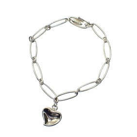 Tiffany Carved Heart Bracelet for Women, SV925, 8.9g, Silver, 044580