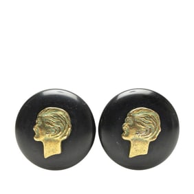 Chanel Earrings Gold Black Plated Women's CHANEL
