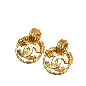 Vintage Chanel Coco Mark Earrings, Gold Plated, Women's, CHANEL