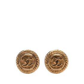 Vintage Chanel Coco Mark Earrings, Gold Plated, Women's, CHANEL