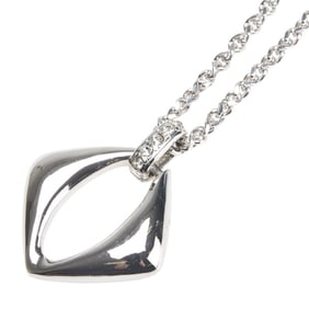 Yves Saint Laurent Saint Laurent Chain Pendant Necklace in Silver Metal with Rhinestones for Women,