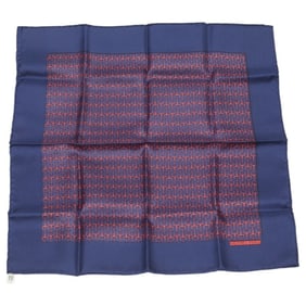 Hermes handkerchief, navy and red silk, women's.