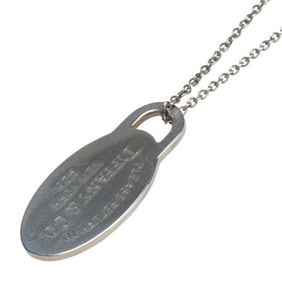 Tiffany & Co. Please Return To Plate Chain Pendant Necklace in 925 Sterling Silver. Women's. TIFFANY