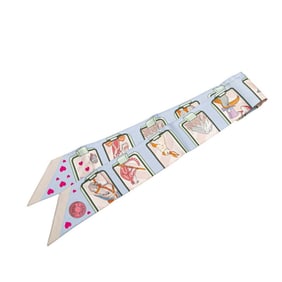 Hermes Twilly HERMES STORY Scarf, Blue, Gray, Multicolor, Silk, Women's,