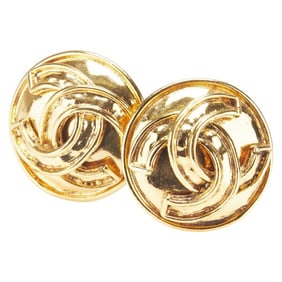 Vintage Chanel Coco Mark Earrings, Gold Plated, Women's, CHANEL