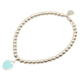 Tiffany & Co. Heart Tag Beaded Bracelet in 925 Sterling Silver for Women.