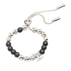 Louis Vuitton Monogram Beaded Bracelet M00512 Silver and Black Metal Women's LOUIS VUITTON