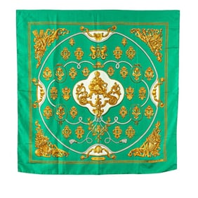 Hermes Hermès Carré 90 Sesame Scarf, Green Silk, Women's