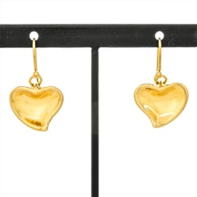 Tiffany & Co. Full Heart Earrings 18KYG 9.1g Gold Elsa Peretti
