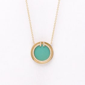 Tiffany T Two Circle Necklace Turquoise And Diamond Pink Gold (18K) Diamond,Turquoise Men,Women