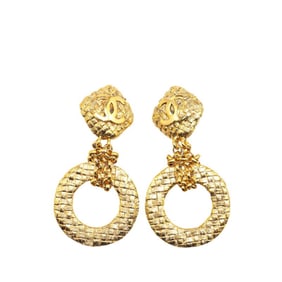Vintage Chanel Coco Mark Braided Motif Earrings, Gold Plated, Women's, CHANEL
