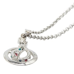 Vivienne Westwood Orb Pendant Rhinestone Necklace in Silver Metal for Women