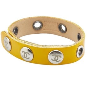 Chanel Coco Mark Bracelet in Yellow Enamel and Leather for Women
