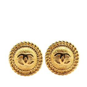 Vintage Chanel Coco Mark Chain Earrings, Gold Plated, Women's, CHANEL