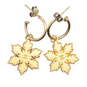 CHANEL Snowflake Earrings, Gold Plated, Women's