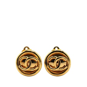 Vintage Chanel Coco Mark Earrings, Gold Plated, Women's, CHANEL