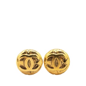 Vintage Chanel Coco Mark Earrings, Gold Plated, Women's, CHANEL
