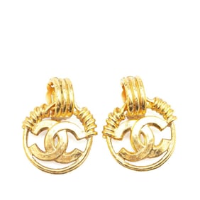 Vintage Chanel Coco Mark Earrings, Gold Plated, Women's, CHANEL