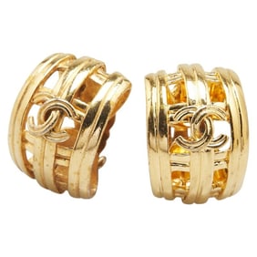 Vintage Chanel Coco Mark Earrings, Gold Plated, Women's, CHANEL