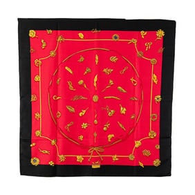 Hermès Carré 90 Clips Scarf, Red, Black, Multicolor, Silk, Women's, HERMES