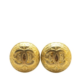 Chanel Coco Mark Round Earrings, Gold Plated, Women's, CHANEL