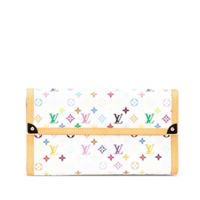 Louis Vuitton Monogram Multicolore Porte Tresor International Long Wallet M92659 White Blanc Leather