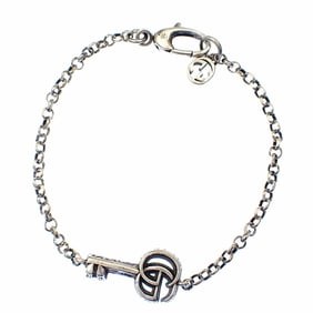 Gucci Double G Key Charm Bracelet for Women, SV925, 6.8g, 632207, Silver, Size 16, A6051125