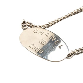Chanel Oval Tag 2000 Chain Necklace in Silver Metal for Women