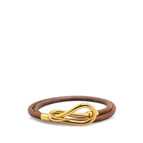 Hermes Atame Bracelet, Gold and Brown Plated Leather, Women's, HERMES